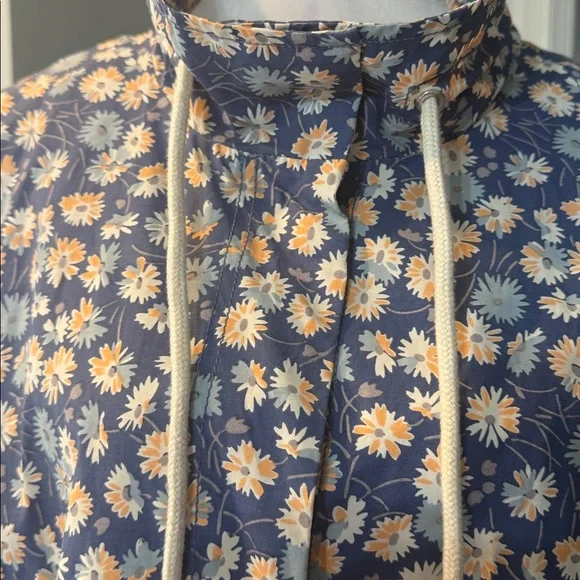 Madewell Womens Flattering Ruffle-Neck Anorak Raincoat French Floral XXL